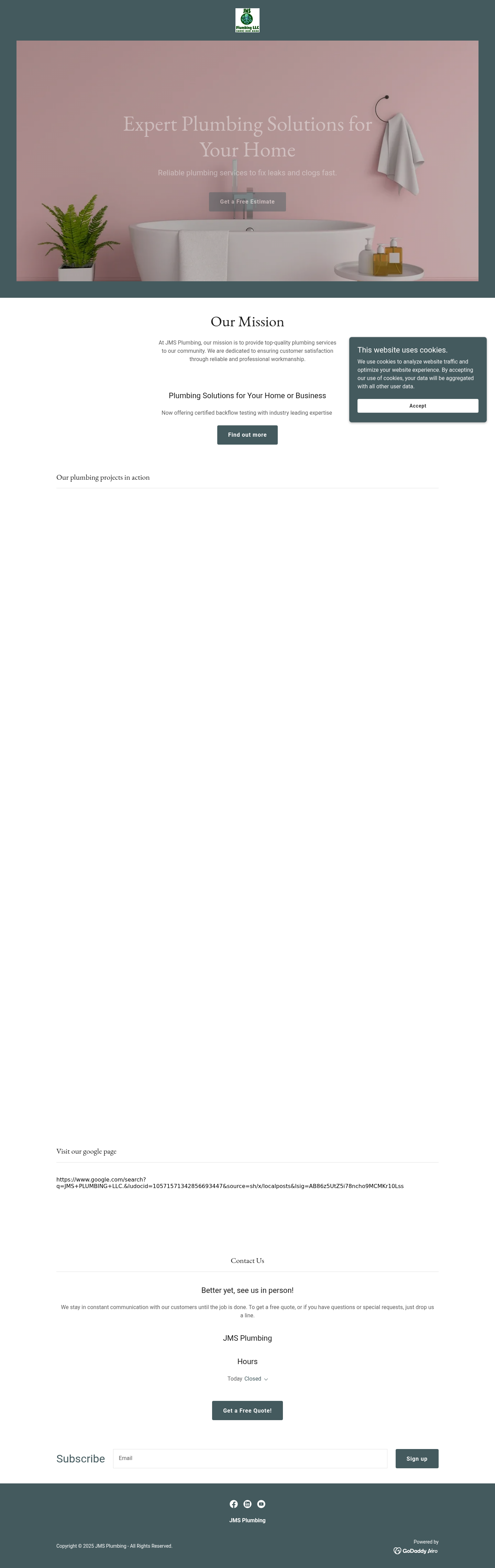 Current website screenshot for JMS PLUMBING LLC.